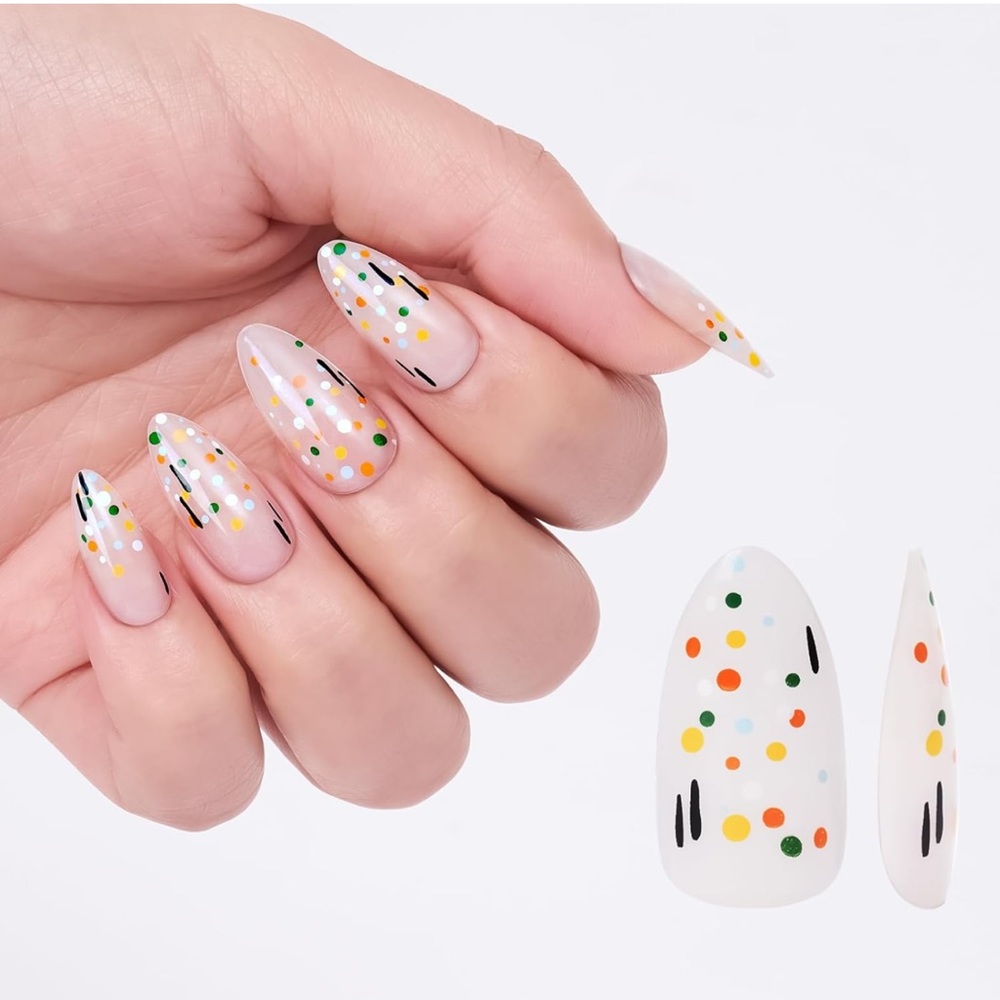 BUNDLE ANY 3 FOR $25 Abstract Design Multicolored- Press on Gel Nails- New  💅